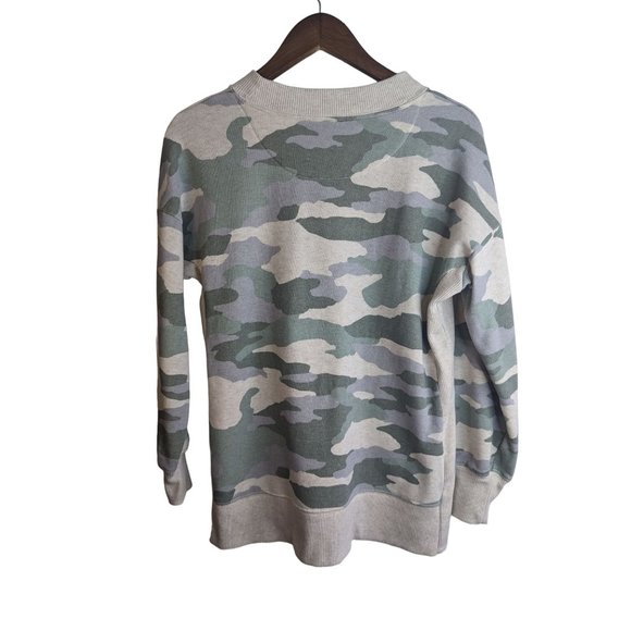 Aerie Women's Good Vibes Oversized Side Slit Casual Sweatshirt in Gray Camo SzXS - Picture 5 of 11